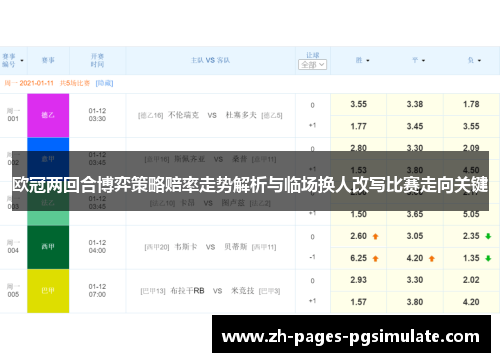 欧冠两回合博弈策略赔率走势解析与临场换人改写比赛走向关键 欧冠两回合博弈策略赔率走势解析与临场换人改写比赛走向关键